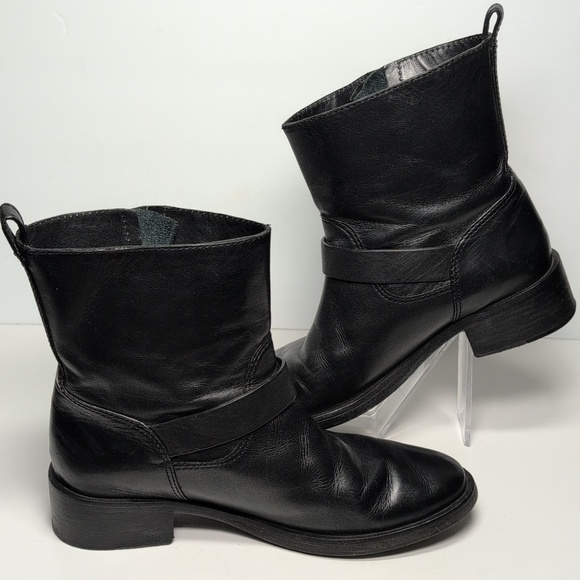 Tory Burch Bennie Black Combat Moto Boots with Buckle Straps womans size 7.5 - Picture 11 of 16